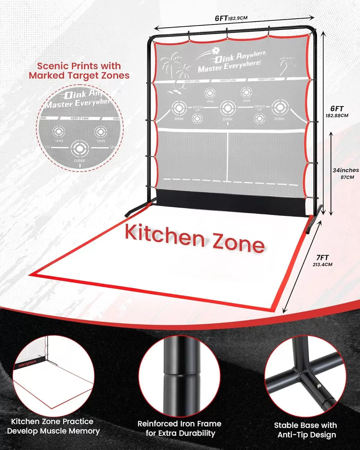 สนามพิคเคิลบอลเหล็ก 2-in-1 ขนาด 6*6 ฟุต รุ่น II
