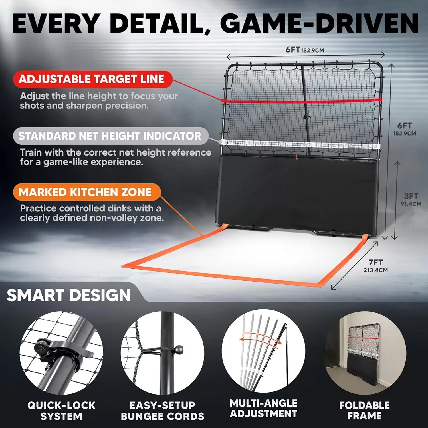 สนามพิคเคิลบอลเหล็ก 2-in-1 ขนาด 6*6 ฟุต รุ่น III