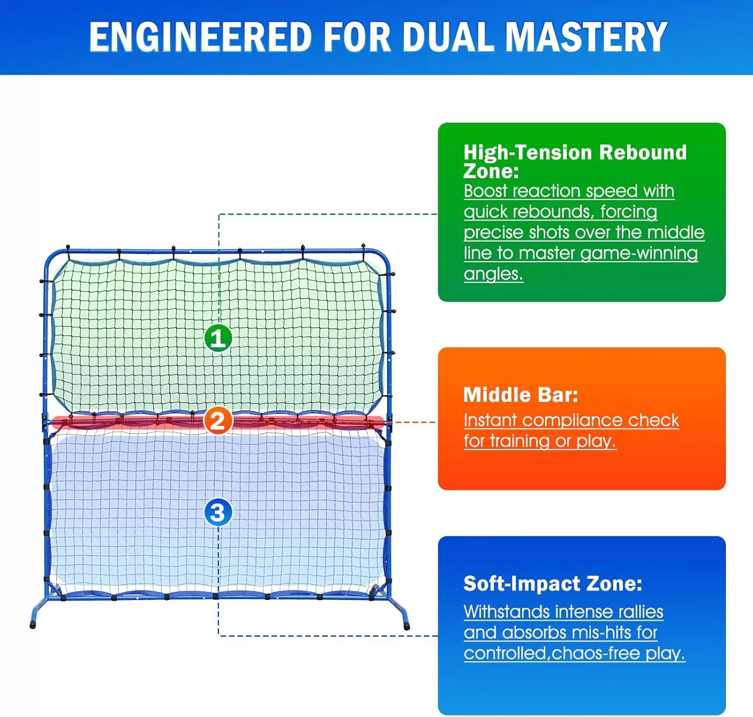 สนามพิคเคิลบอลแบบ 2-in-1 ทำจากท่อเหล็ก ขนาด 5.8*5.4 ฟุต