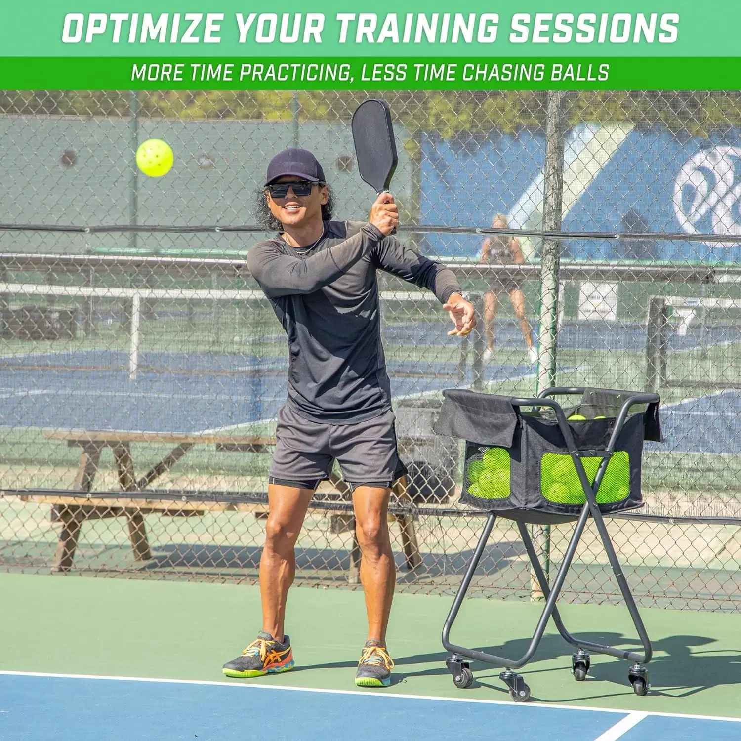 รถเข็นเก็บอุปกรณ์ฝึกซ้อมพิคเคิลบอล/เทนนิส