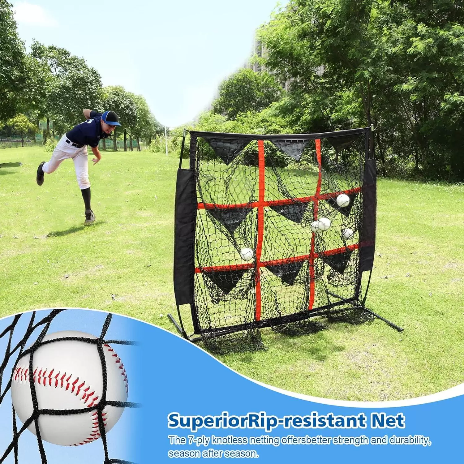 ตาข่ายฝึกซ้อมเบสบอล 9 หลุม ขนาด 4x4 ฟุต