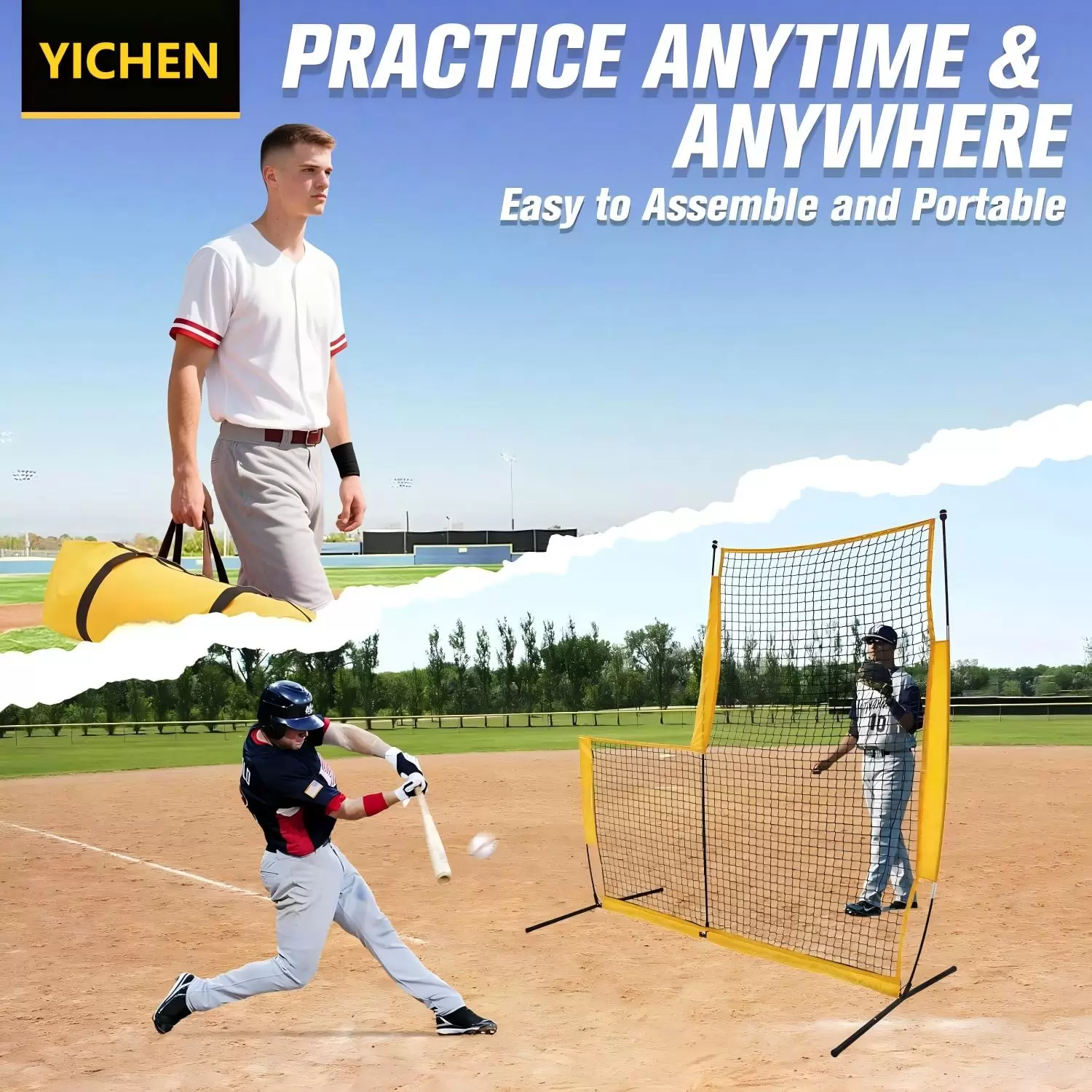 ตาข่ายฝึกซ้อมเบสบอลรูปตัว L