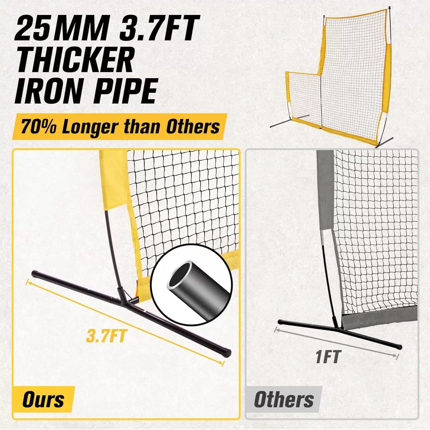 ตาข่ายฝึกซ้อมเบสบอลรูปตัว L
