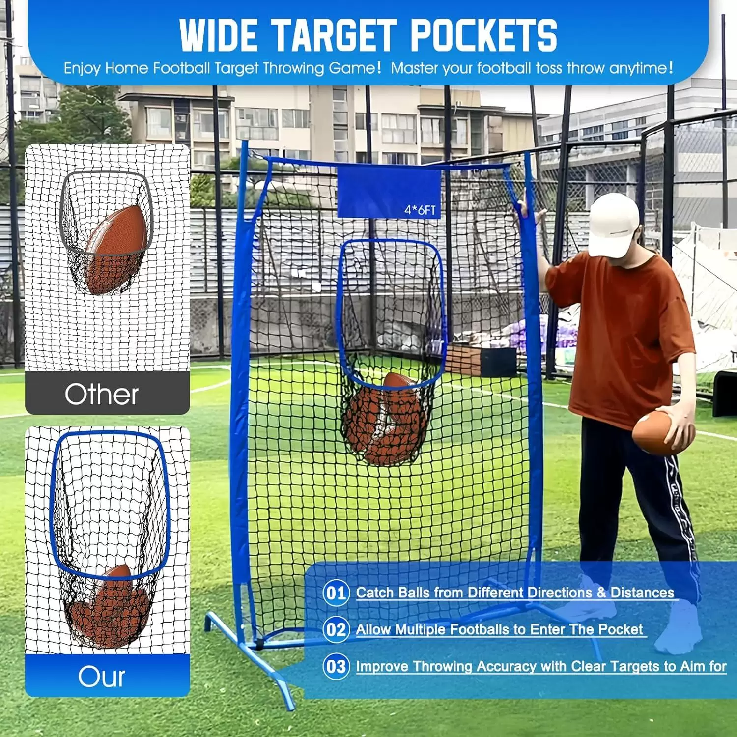 ตาข่ายฝึกซ้อมการขว้างรักบี้ 1