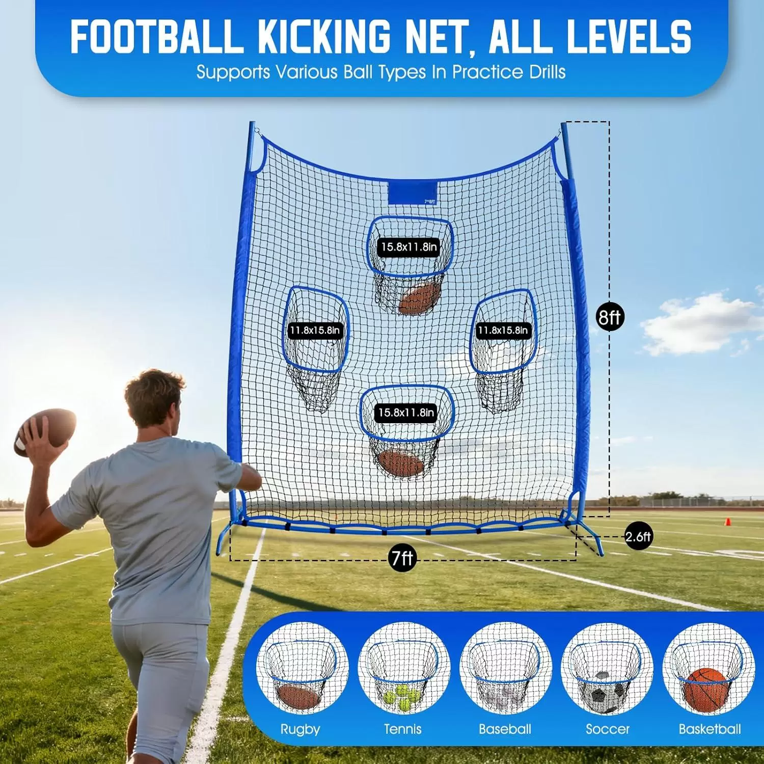 ตาข่ายฝึกซ้อมการขว้างรักบี้ IV